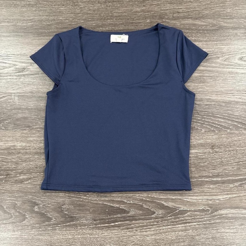 Scoop Neck Navy Crop Top